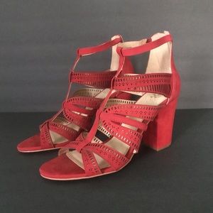 Vince Camuto Nizana Laser Cut Out Leather Caged Open Toe Heeled Sandals Brazil
